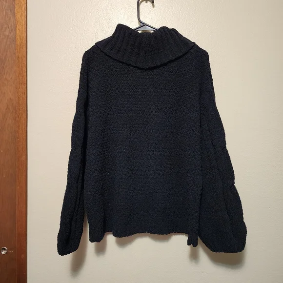 Seven7 Black Chenille Cowl Neck Sweater - Picture 8 of 14